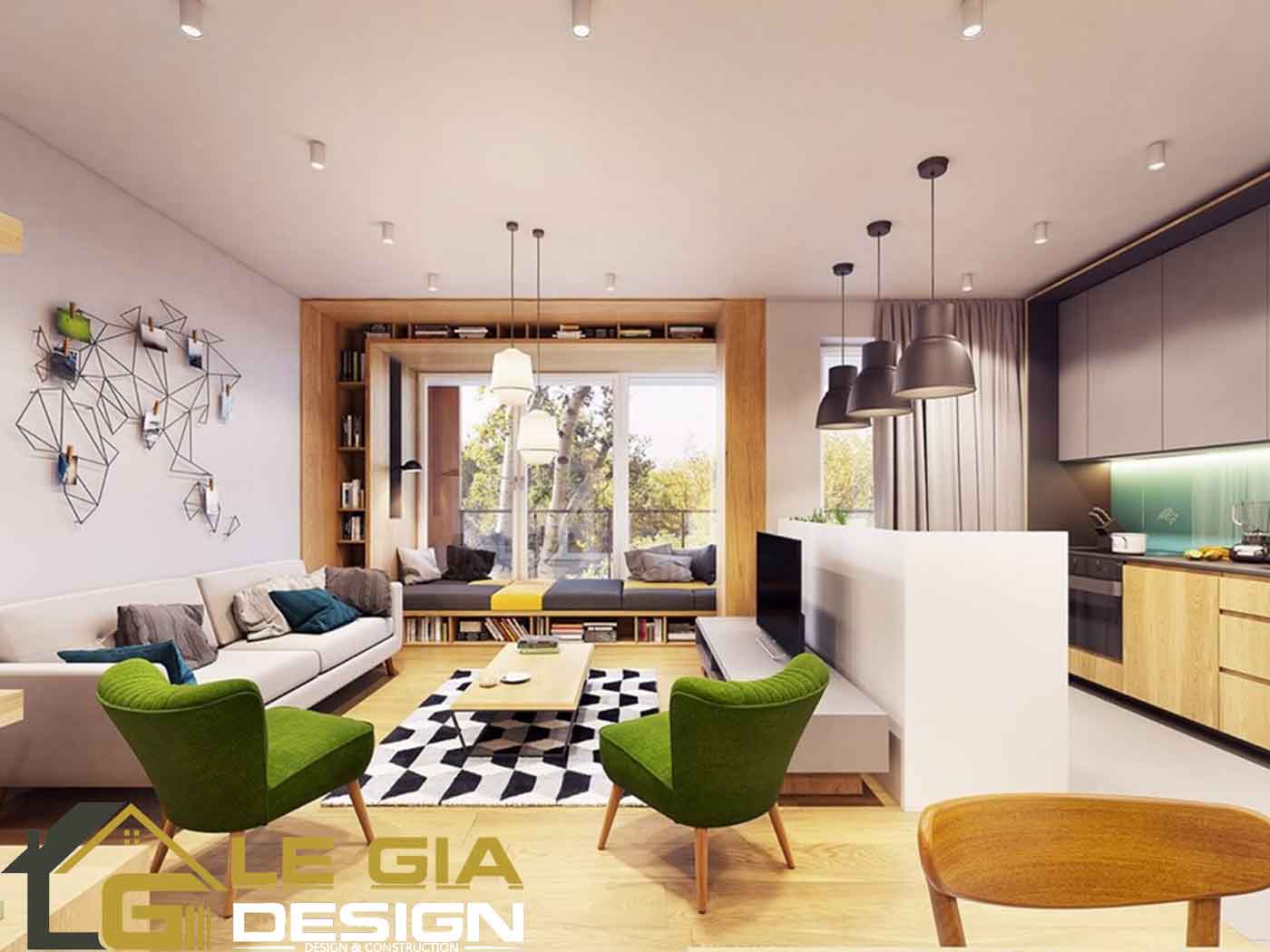 Thiết kế nội thất chung cư 2 phòng ngủ phong cách tinh gọn