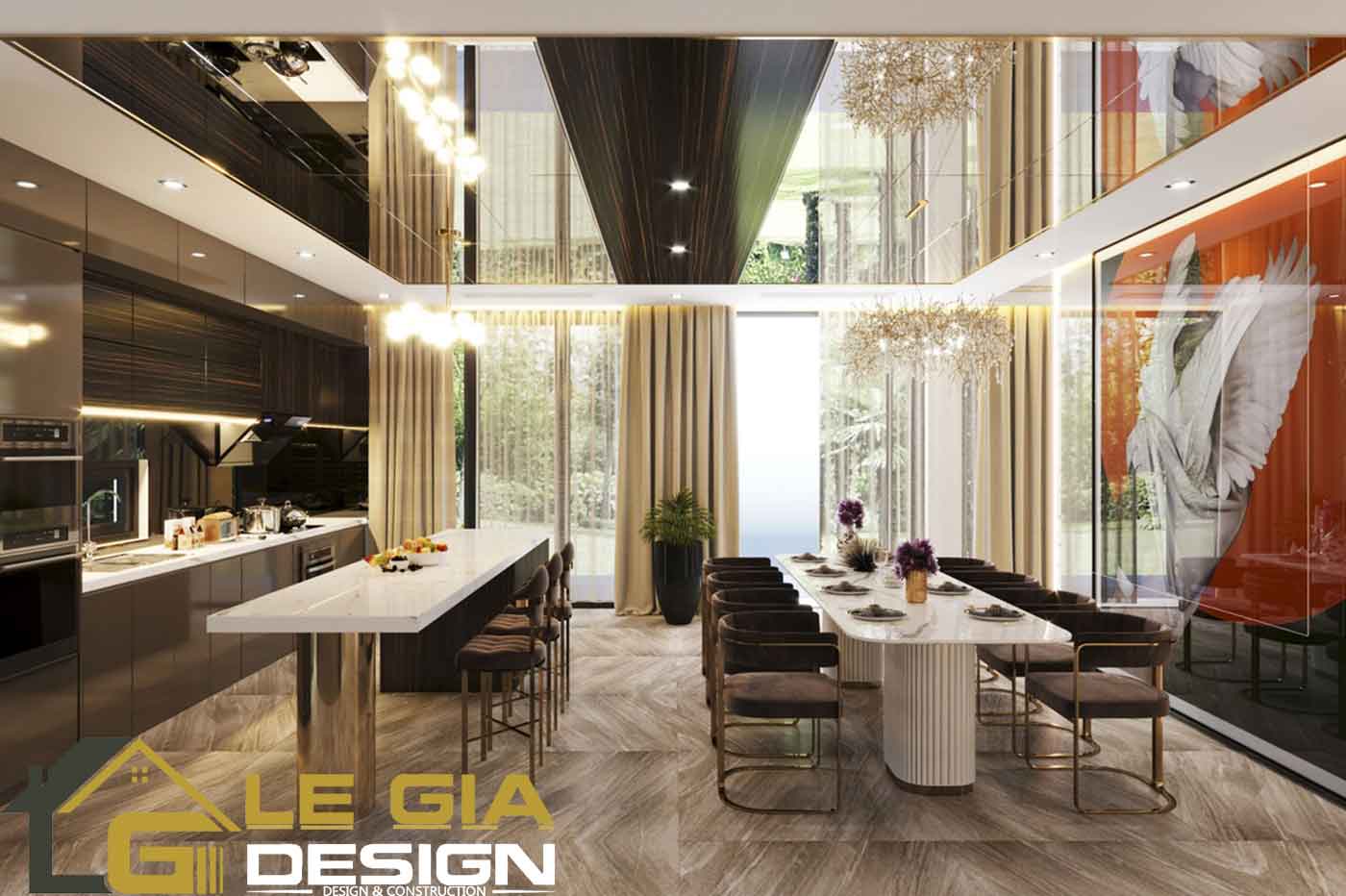 Thiết kế nội thất phòng bếp hiện đại công năng tối ưu theo phong cách tối giản của Lê Gia Design